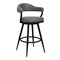 Armen Living Justin 30" Bar Height Swivel Vintage Gray Faux Leather Bar Stool with Black Metal Legs LCJTBABLVG30 - alternate 1